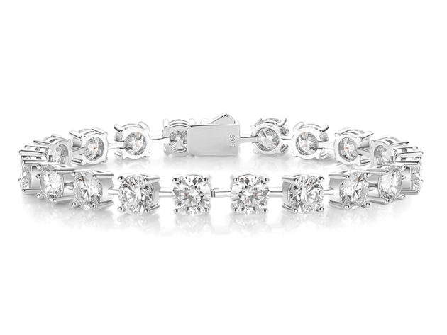 Moissanite bracelet with 20 brilliant cut 1 carat stones set in pure sterling silver.