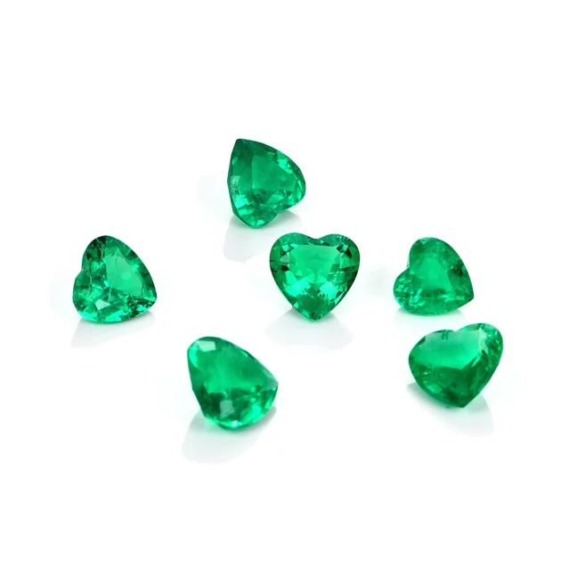 Loose Emerald Gemstone. Heart shape in various sizes