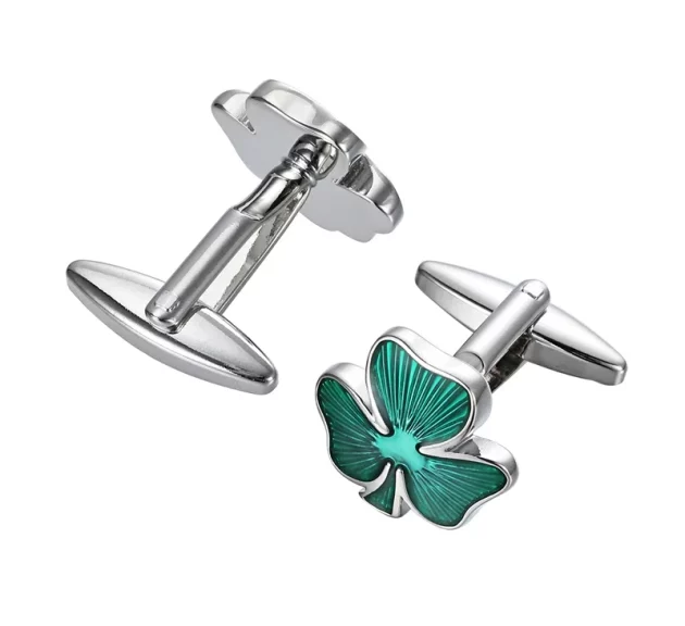 Cufflinks Clover set in Copper. Imitation Rhodium