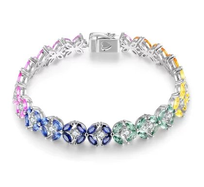 Colorful Sapphire Marquise Bracelet set in Sterling Silver