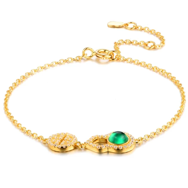 Emerald bracelet set in Sterling Silver with 18K Yellow Gold Plating