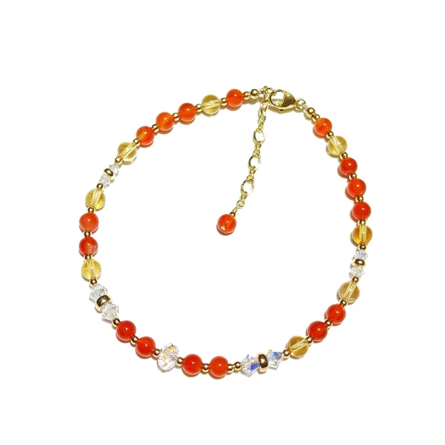 Carnelian and Citrine Summer Chic Anklet 14K Gold Plate