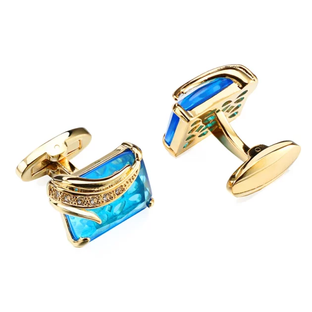 Cufflinks Square Blue Crystal set in Stainless Steel.