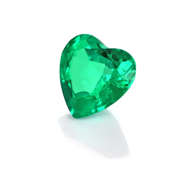 Loose Emerald Gemstone. Heart shape in various sizes