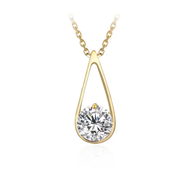 Moissanite Necklace set in Gold.