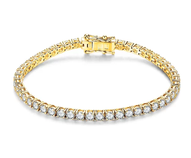 Moissanite Bracelet Round cut set in Rhodium plate.