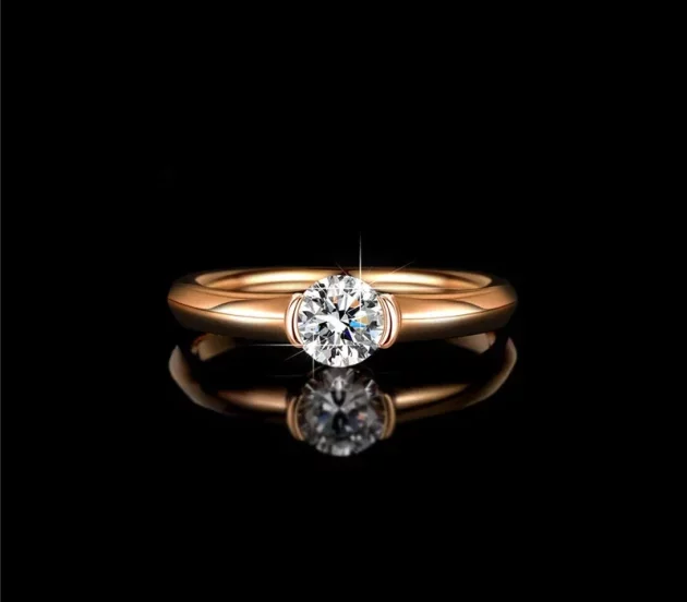 Moissanite 0.5 Carat Ring set in Sterling Silver with Rose Gold Plate