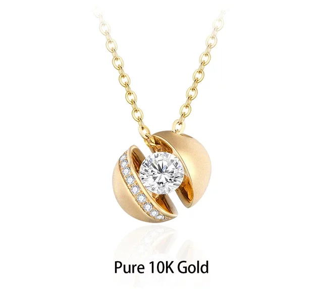 Moissanite Necklace Round (Brilliant) set in Gold.