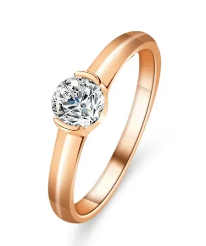 Moissanite 0.5 Carat Ring set in Sterling Silver with Rose Gold Plate