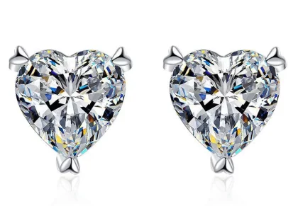 Moissanite Heart Shaped Earrings