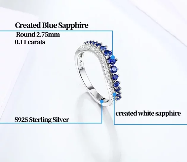 Sapphire Ring Wedding or Engagement Constellation Blue or Pink in Sterling Silver