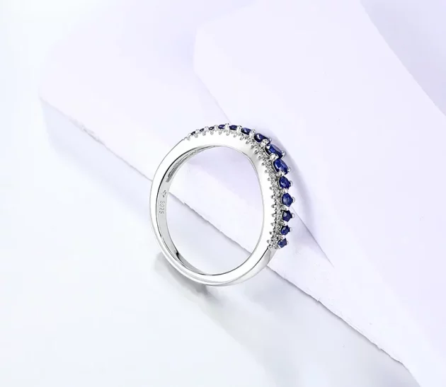 Sapphire Ring Wedding or Engagement Constellation Blue or Pink in Sterling Silver