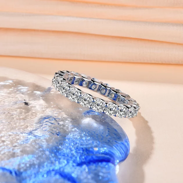 Moissanite Ring Elegant Constellation in Sterling Silver with Yellow, White, or Rose Gold plate