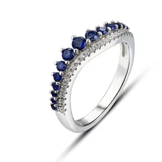 Sapphire Ring Wedding or Engagement Constellation Blue or Pink in Sterling Silver