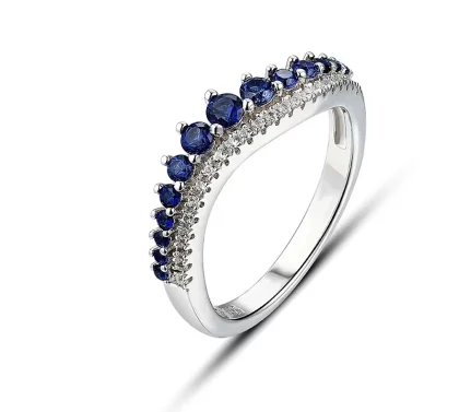 Sapphire Ring Wedding or Engagement Constellation Blue or Pink in Sterling Silver