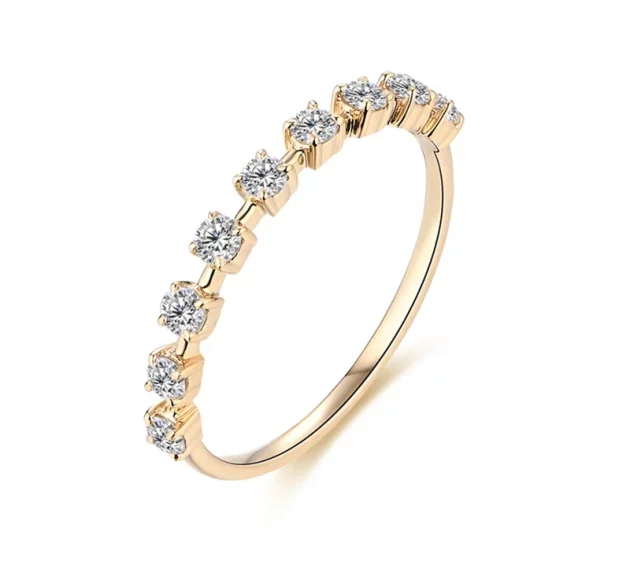 Moissanite Ring Wedding or Engagement Constellation in 14K Gold.