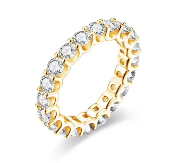 Moissanite Ring Elegant Constellation in Sterling Silver with Yellow, White, or Rose Gold plate