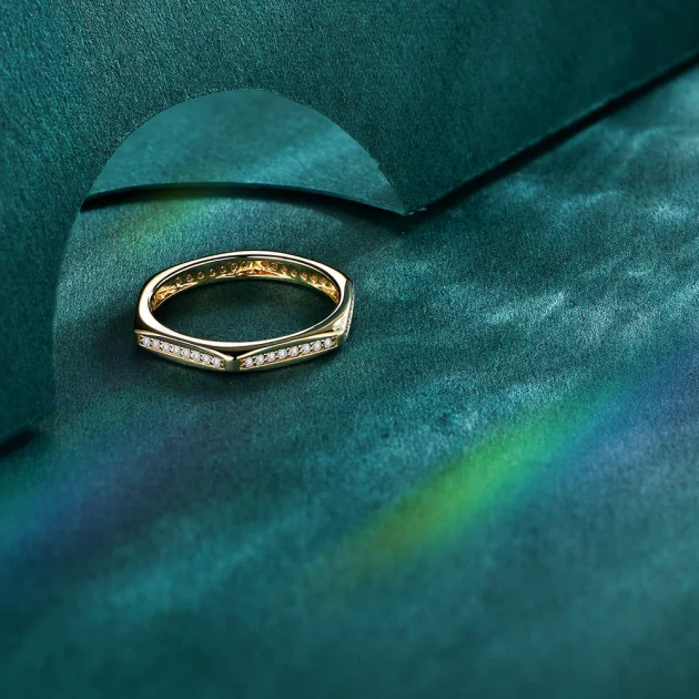 Moissanite Ring Enchanting Constellation in Pure Gold