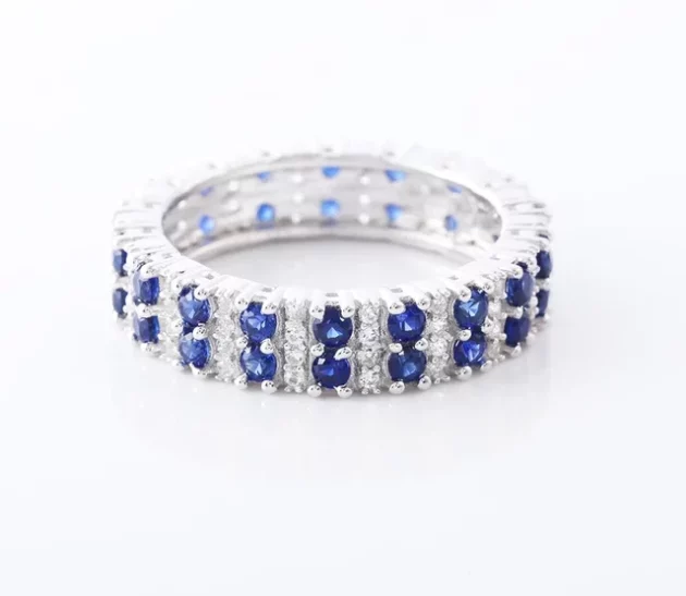 Elegant Constellation Sapphire Ring in Sterling Silver, Certified