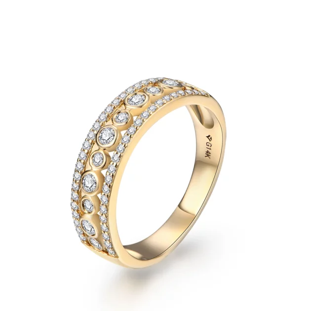 Elegant Constellation Moissanite Ring in Pure Gold, Certified.