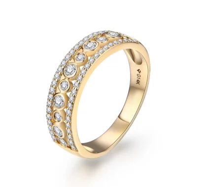 Elegant Constellation Moissanite Ring in Pure Gold, Certified.