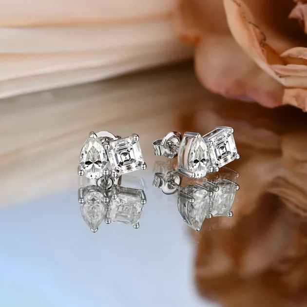 Moissanite Earrings Exquisite in Pure Gold