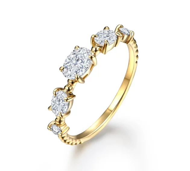 Captivating Oval Cut Moissanite Ring in Pure Gold