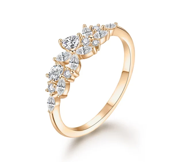 Enchanting Moissanite Constellation Ring in Pure Gold