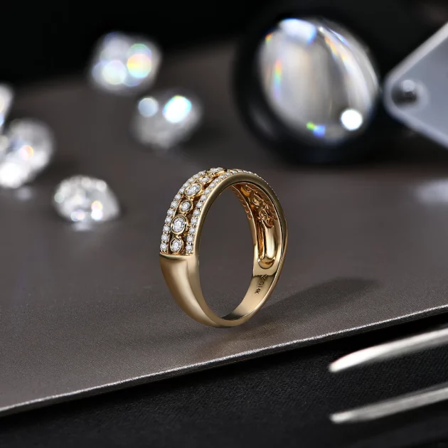 Elegant Constellation Moissanite Ring in Pure Gold, Certified.