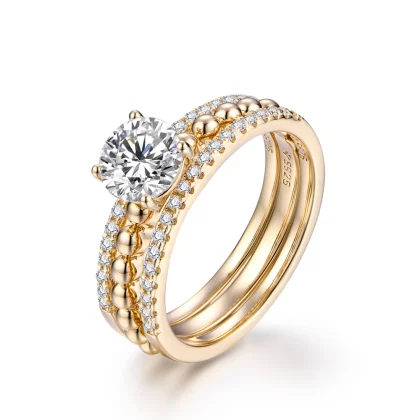 Elegant Constellation Moissanite Ring: Pure Gold, Brilliant Cut, Certified.