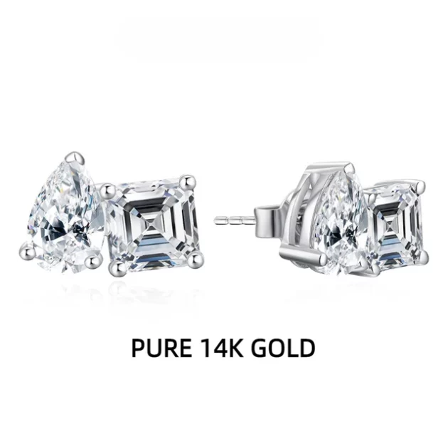 Moissanite Earrings Exquisite in Pure Gold