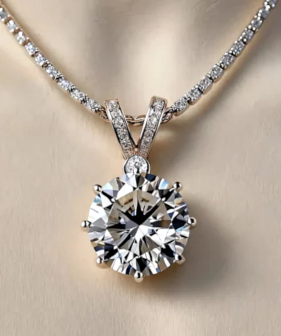 Stunning 1 carat Moissanite necklace set in sterling silver